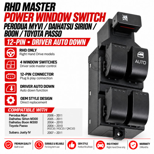 Rhd master power window - rhd, switch